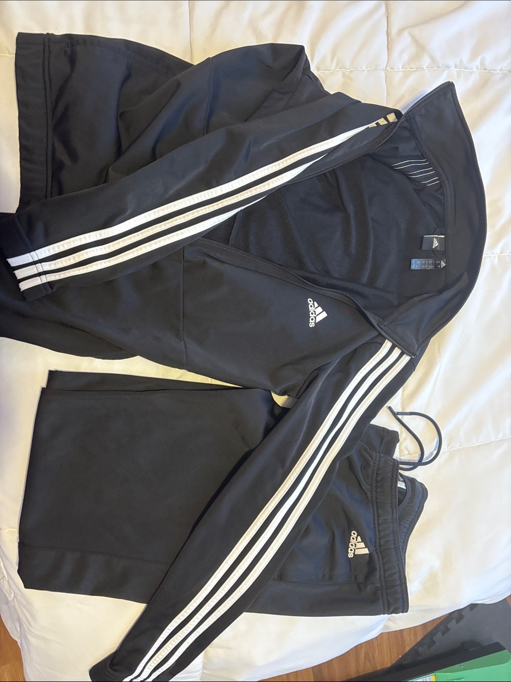 adidas Black & White 3-Stripe ladies Track Jacket and Joggers